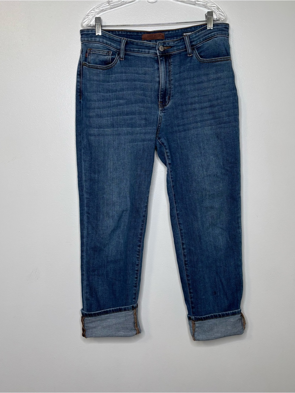 Judy Blue Mid Rise Classic Cuffed Boyfriend Denim Jeans 82685 - Picture 2 of 8